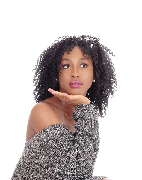 Wondering African American woman. — Stock Photo, Image