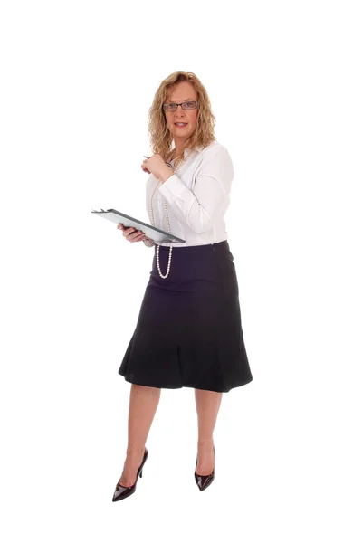 Business woman with clipboard. — Stock Photo, Image