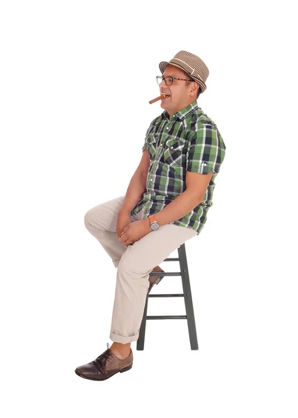 Hispanic man smoking his cigar. — Stock Photo, Image