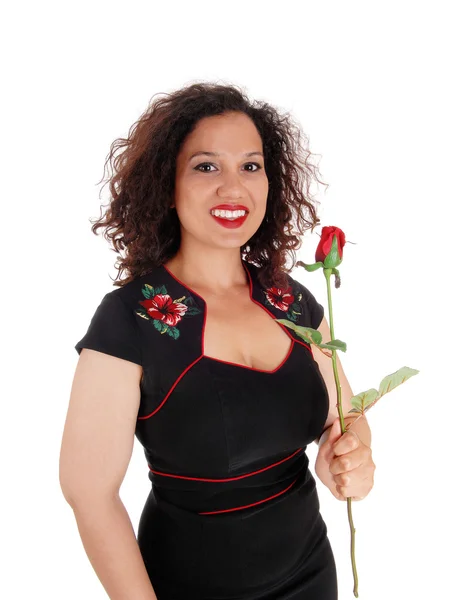 Mooie vrouw met roos. — Stockfoto