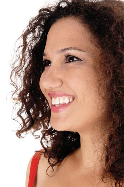 Retrato de cerca de una mujer sonriente . — Foto de Stock