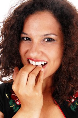 kadının tırnaklarını ısırma.