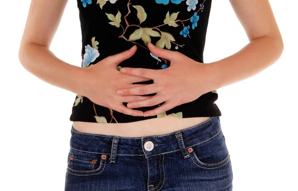Vrouw met haar maag. — Stockfoto
