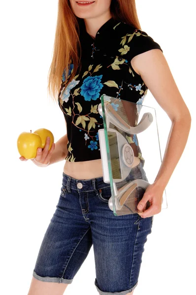 Torso of woman with apples. — Stock Photo, Image