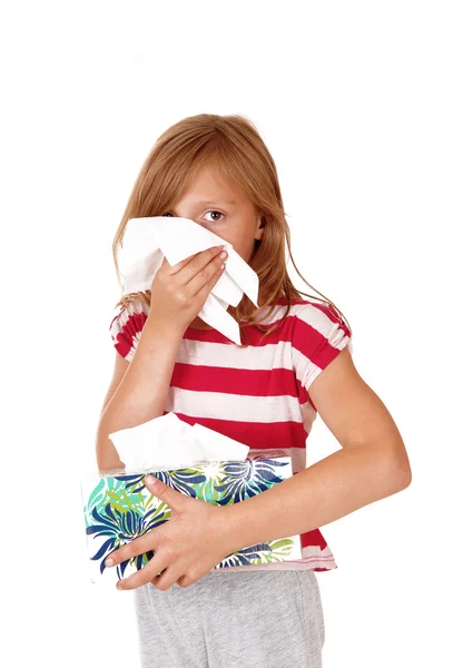 Young girl with a cold. — Stock Photo, Image