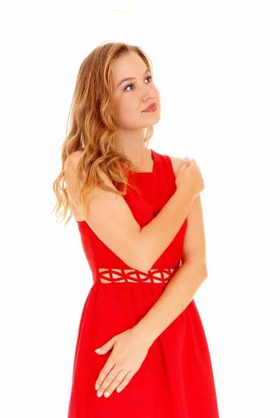Donna in abito rosso. — Foto Stock
