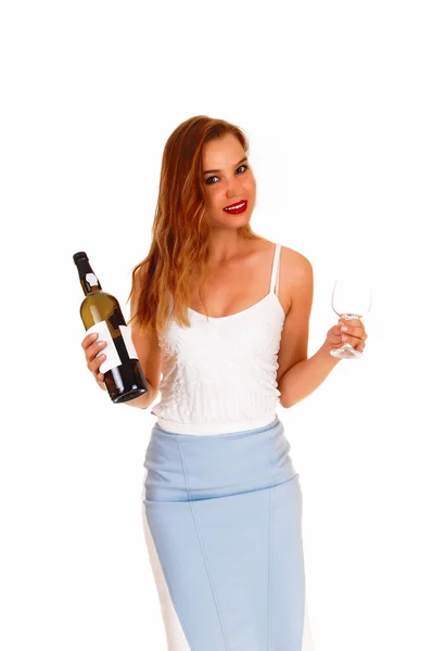 Žena servírování vína. — Stock fotografie