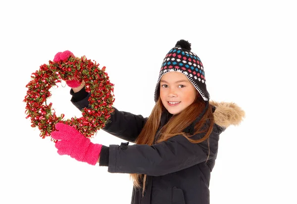Girl with advents wreath — Stock Photo, Image