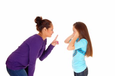 Mother disciplined her girl. clipart