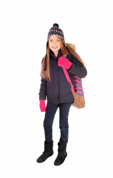 Jovencita yendo a la escuela . —  Fotos de Stock