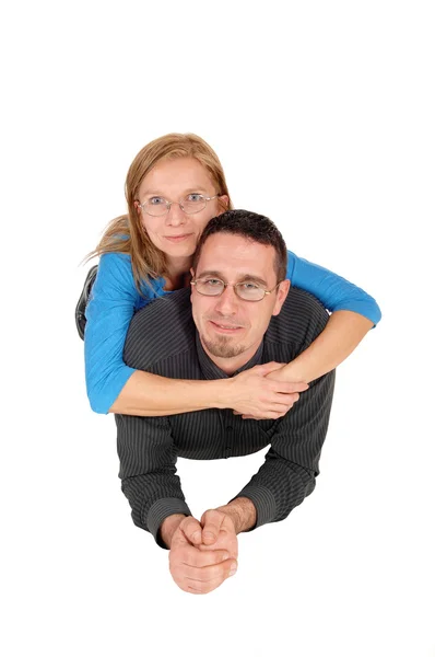 Couple lying on floor. — Stock Photo, Image