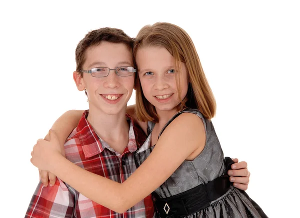 Smiling brother and little sister hugging isolated on white background  Stock Photos, Royalty Free Smiling brother and little sister hugging  isolated on white background Images | Depositphotos