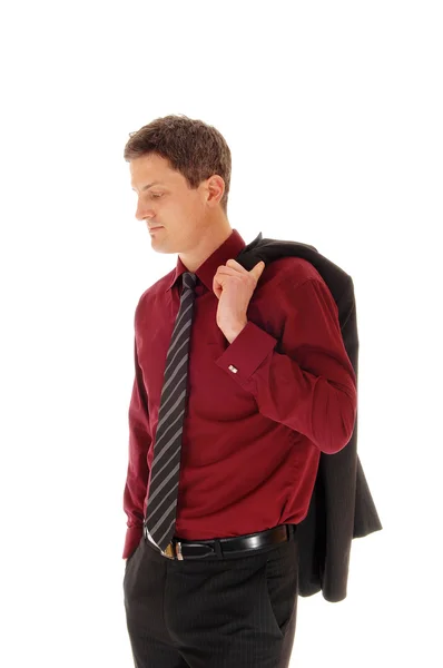 Man with jacket over shoulder. — Stock Photo, Image