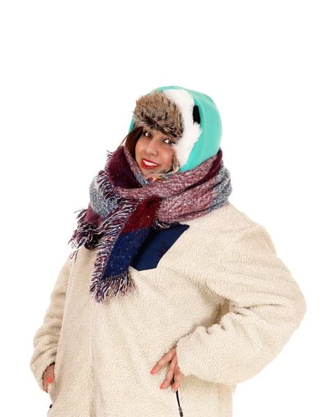 Closeup of warm dressed woman. — Stock Photo, Image