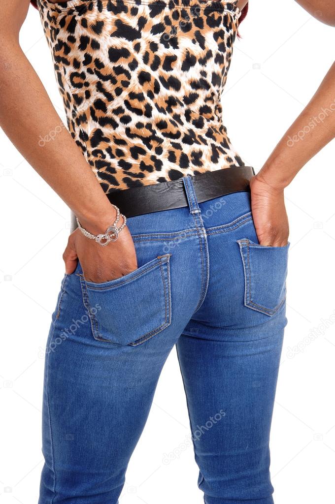 Closeup of woman's butt.