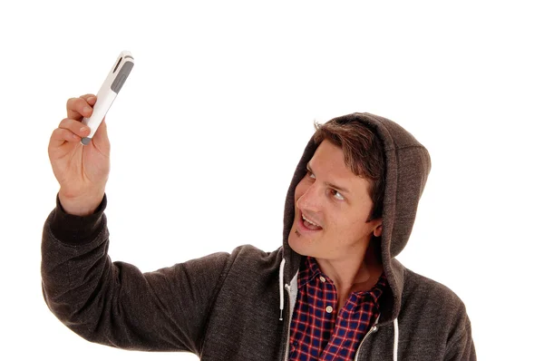 Homme prenant une photo de téléphone portable . — Photo