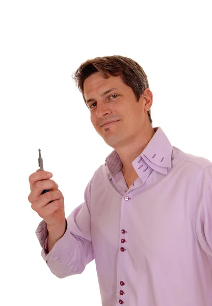 Man holding his car key's. — Stock Photo, Image