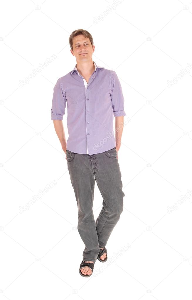 Man standing relaxed.