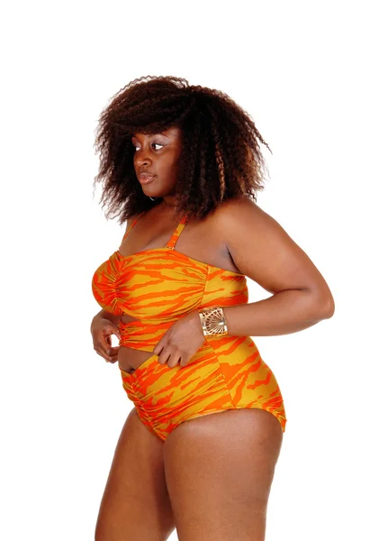 African woman in bikini in profile. — Stock Photo, Image