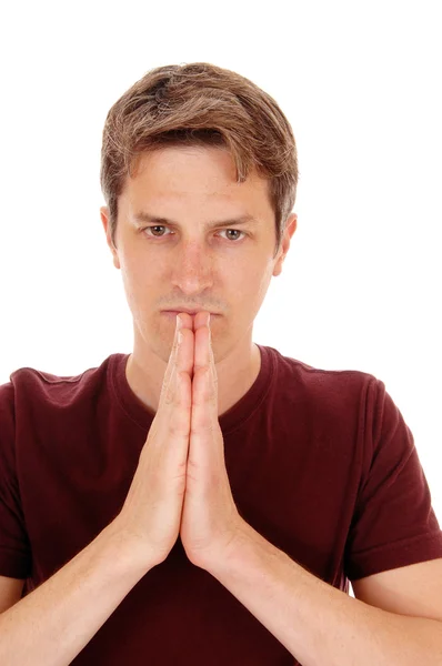 Handsome man with folded hands. — Stock Photo, Image