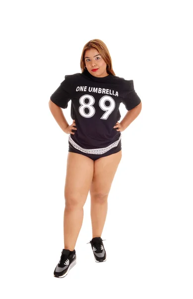 Menina indiana oriental em roupa de esportes preto . — Fotografia de Stock