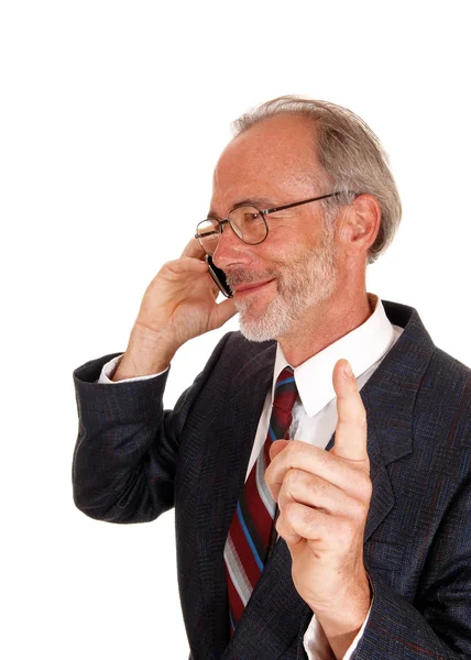 Happy businessman on cell phone. — Stock Photo, Image