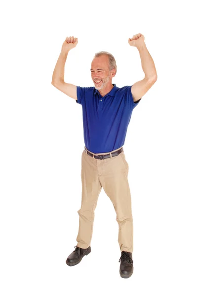 Człowiek szczęśliwy średnim wieku stojący. — Zdjęcie stockowe
