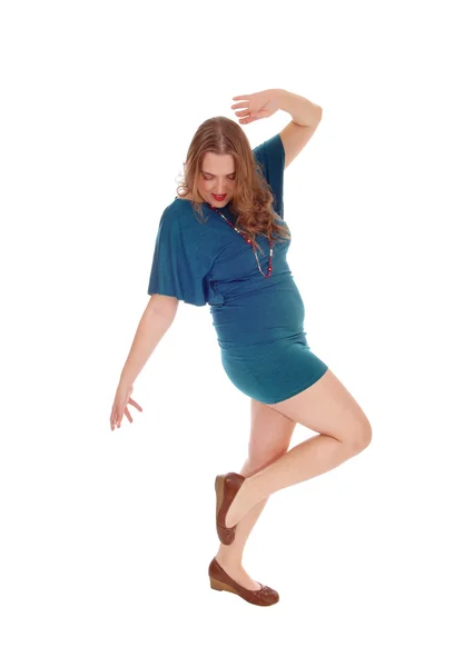 Woman dancing is dress. — Stock Photo, Image
