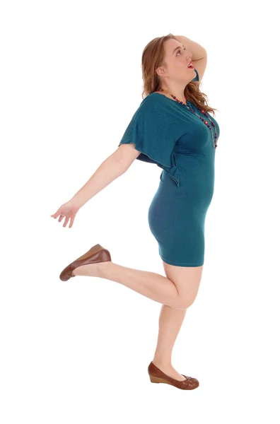Vrouw dansen is jurk. — Stockfoto
