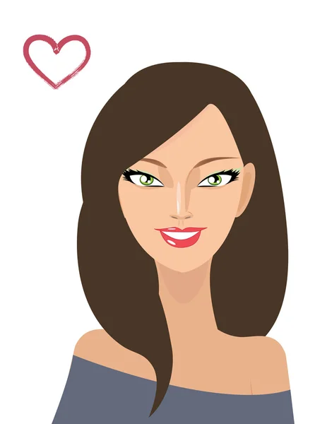 Happy smiling brunette girl — Stock Vector