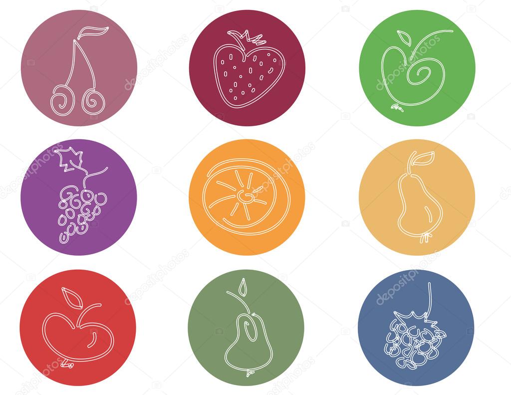 Doodle fruit icons