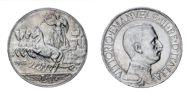 Una moneda de plata Lira 1912 Quadriga Veloce Vittorio Emanuele III Reino de Italia — Foto de Stock
