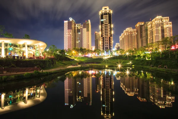 Night view of Taichung cyit, Taiwan — Stock Photo, Image