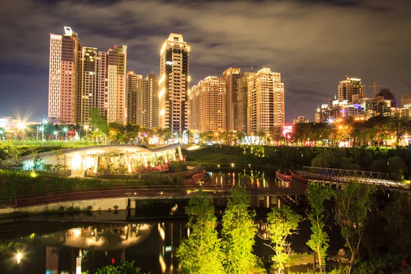 Vista serale di Taichung cyit, Taiwan — Foto Stock