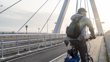 Taipei Tayvan sahne boyunca bisiklet yolu
