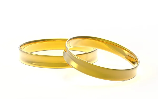 3d render of golden rings with clear background color — Stock Photo, Image