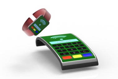 Ödeme için moda mpos makine ile güzel akıllı saat