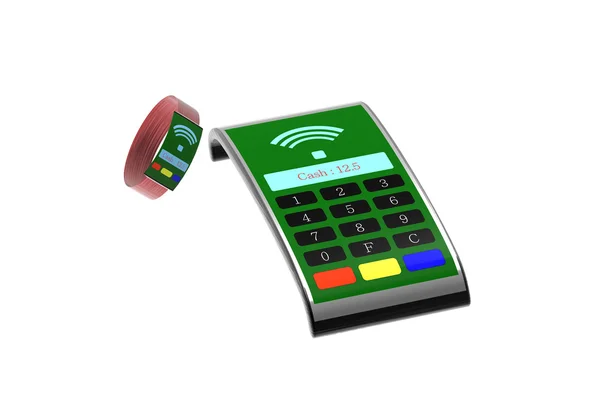 Fashion mPos machine with nice smart watch for payment — Stock Photo, Image