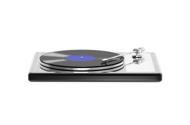 Modern Stereo pikap vinil ile beyaz izole pikap