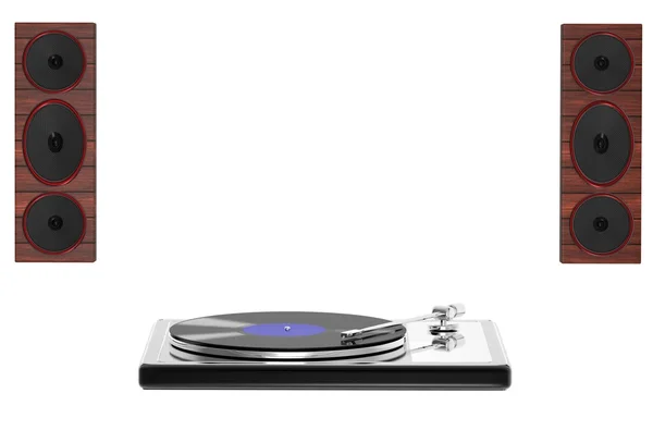 Modern Stereo Turntable Vinyl Record Player, изолированный белым — стоковое фото