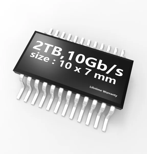 La memoria ad alta velocità di rendering 3d 2TB isolato con bianco — Foto Stock