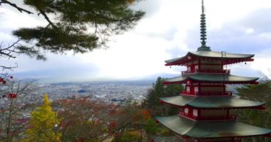 Timelapse, güzel, Mt. Fuji Japonya sonbahar renkleri ile