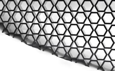 3D render soyut mavi 3d iç petek duvar ile