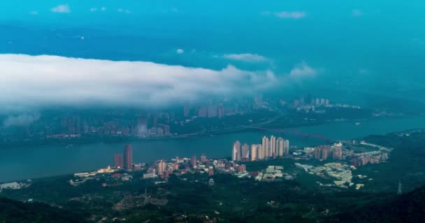 Zaman atlamalı alacakaranlıkta Taipei, Tayvan şehir manzarası, gece — Stok video