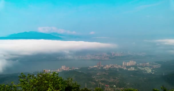 Caducidad de la noche de Taipei, horizonte de la ciudad de Taiwán en el crepúsculo — Vídeos de Stock