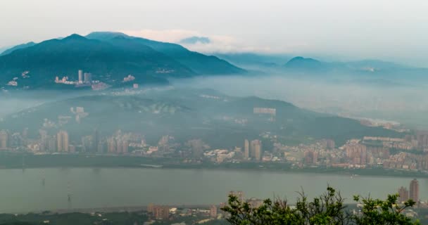 Caducidad de la noche de Taipei, horizonte de la ciudad de Taiwán en el crepúsculo — Vídeos de Stock