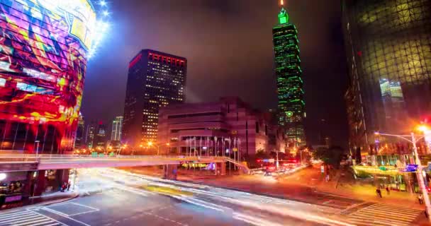 Taipei cityscape at twilight in Taiwan city — Stock Video