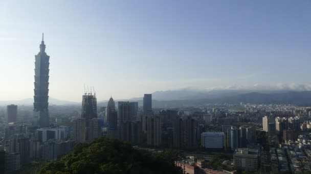 Vista de la ciudad de Taipei al atardecer, Taiwán — Vídeos de Stock