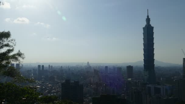Gün batımında, Tayvan Taipei şehir manzaralı — Stok video
