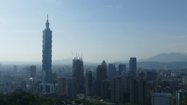 Pohled město Taipei při západu slunce, Tchaj-wan — Stock video